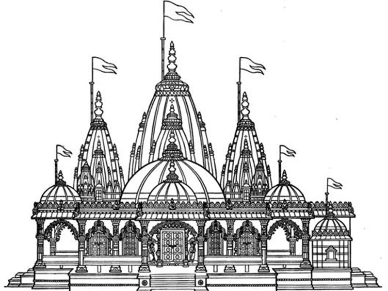 Krishna Temple Drawing